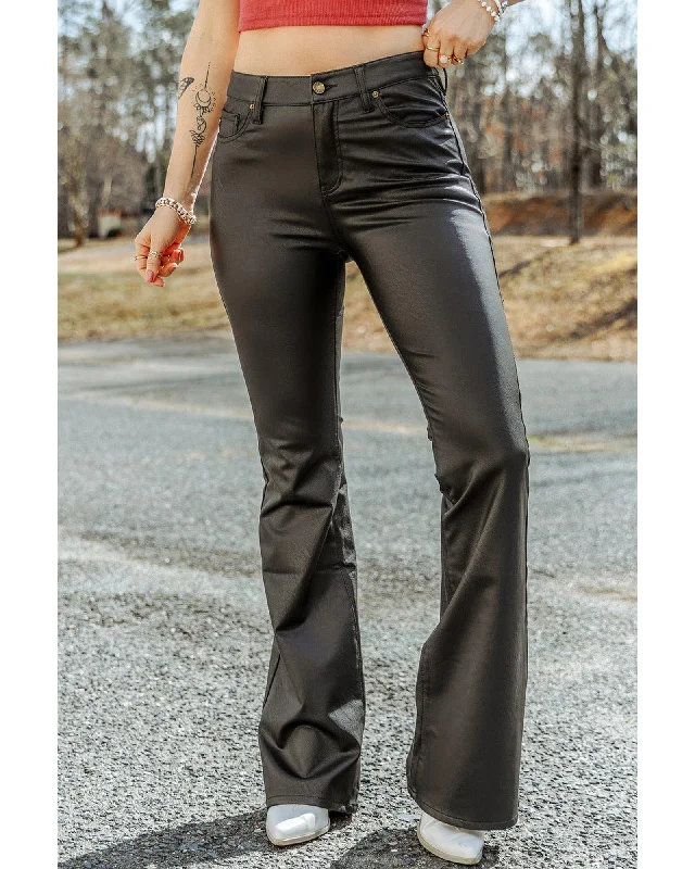 Azura Exchange Skinny Flared Leather Pants - M