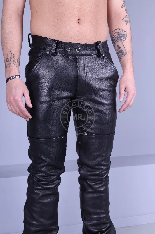 Black Leather Carpenter Pants