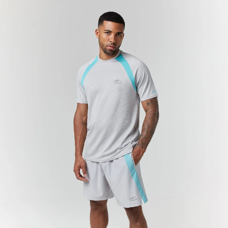 Cut & Sew Stripe Training Twinset I Ice Grey Aqua