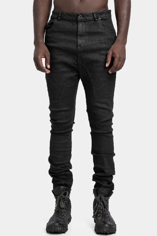 Leather effect coated slim fit jeans