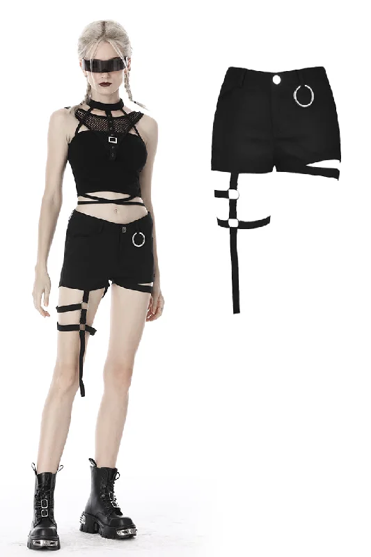 Punk bandage thigh irregular shorts PW103