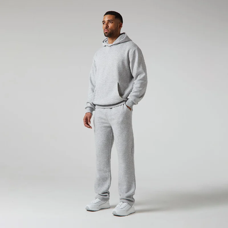 Relaxed Fit Open Hem Tracksuit | Grey Marl