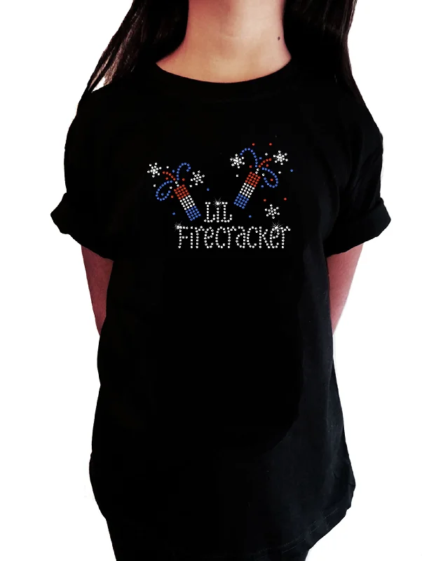 Girls Rhinestone T-Shirt " Lil Firecracker Girls Crew " Kids Size 3 to 14 Available