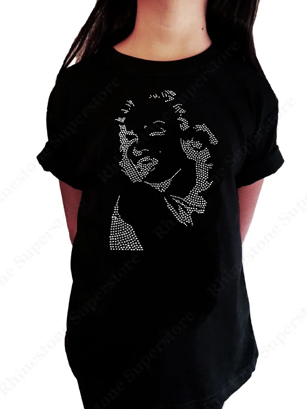 Girls Rhinestone T-Shirt " Marilyn Monroe in Rhinestones " Kids Size 3 to 14 Available