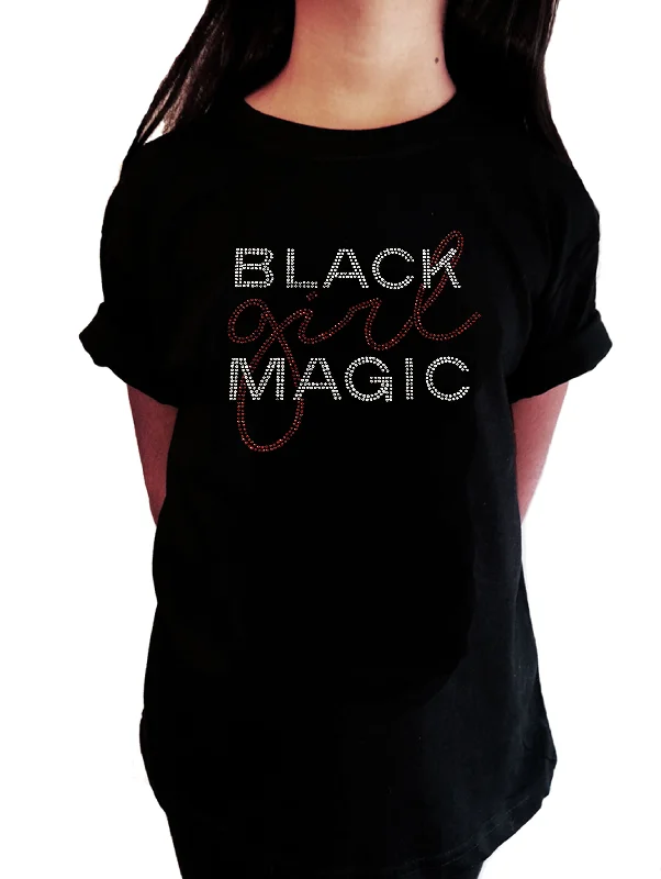 Girls Rhinestone T-Shirt " Black Girl Magic in Rhinestones " Kids Size 3 to 14 Available