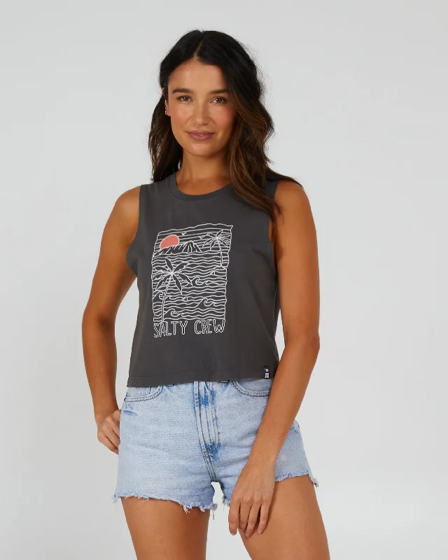 Joy Cropped Tank - Charcoal