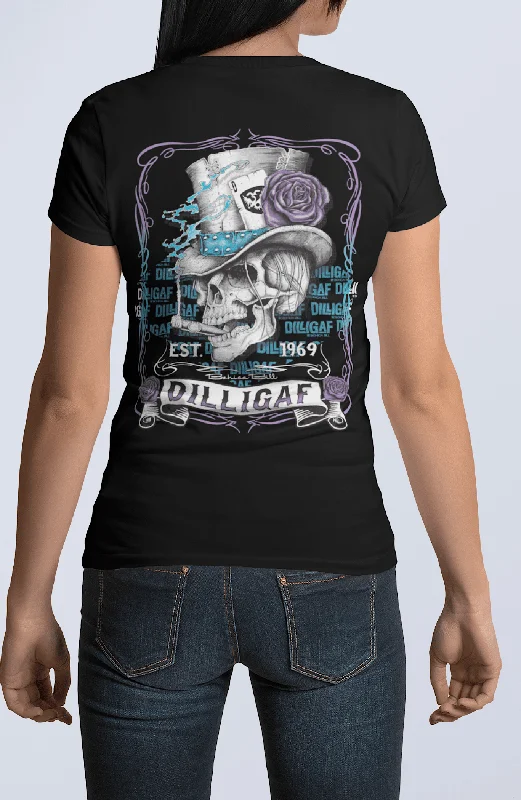 Purple and Blue Scroll Skull V Neck