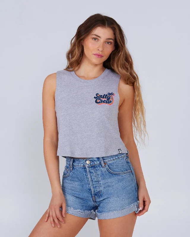 Salty Seventies Crop Tank - Athletic Heather