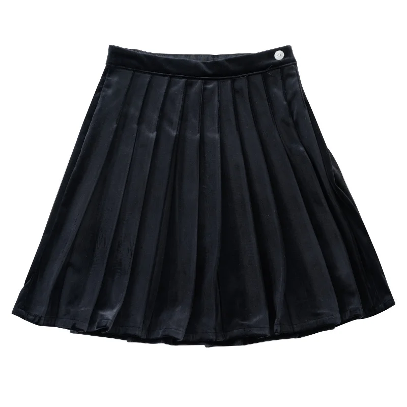 skirt velvet pleated - black