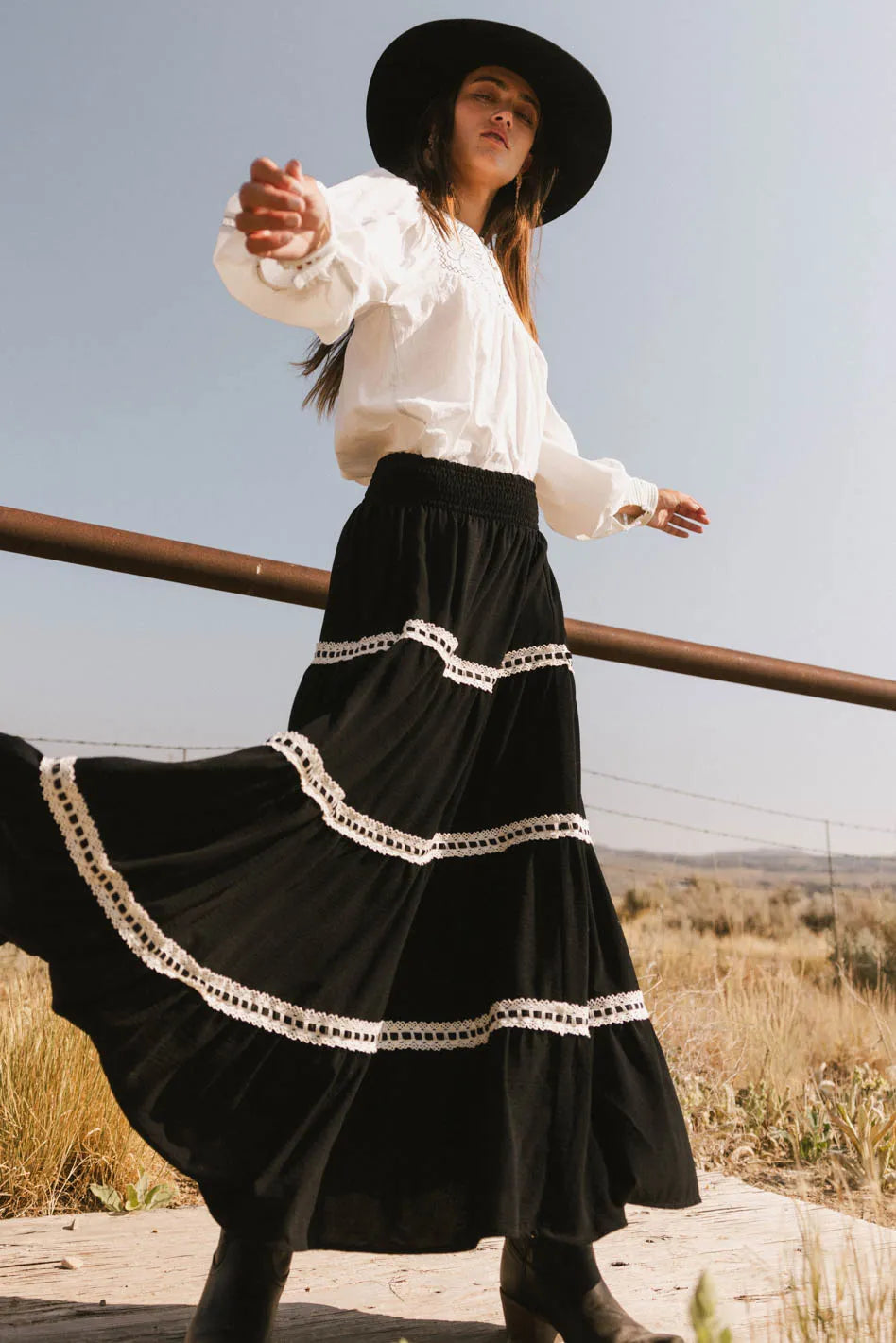 Betsie Lace Trim Maxi Skirt