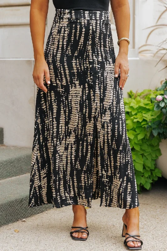 Black Multi Print Midi Skirt - FINAL SALE