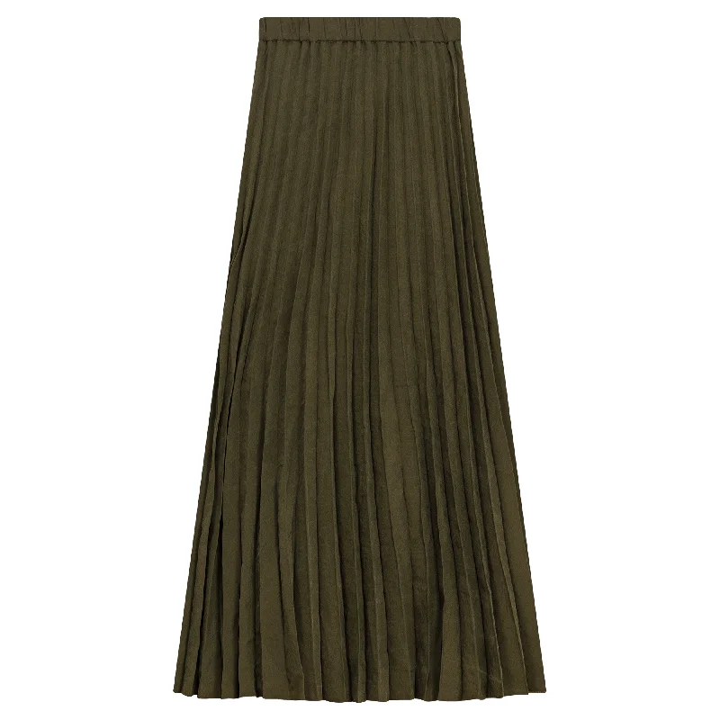 skirt midi pleated - olive