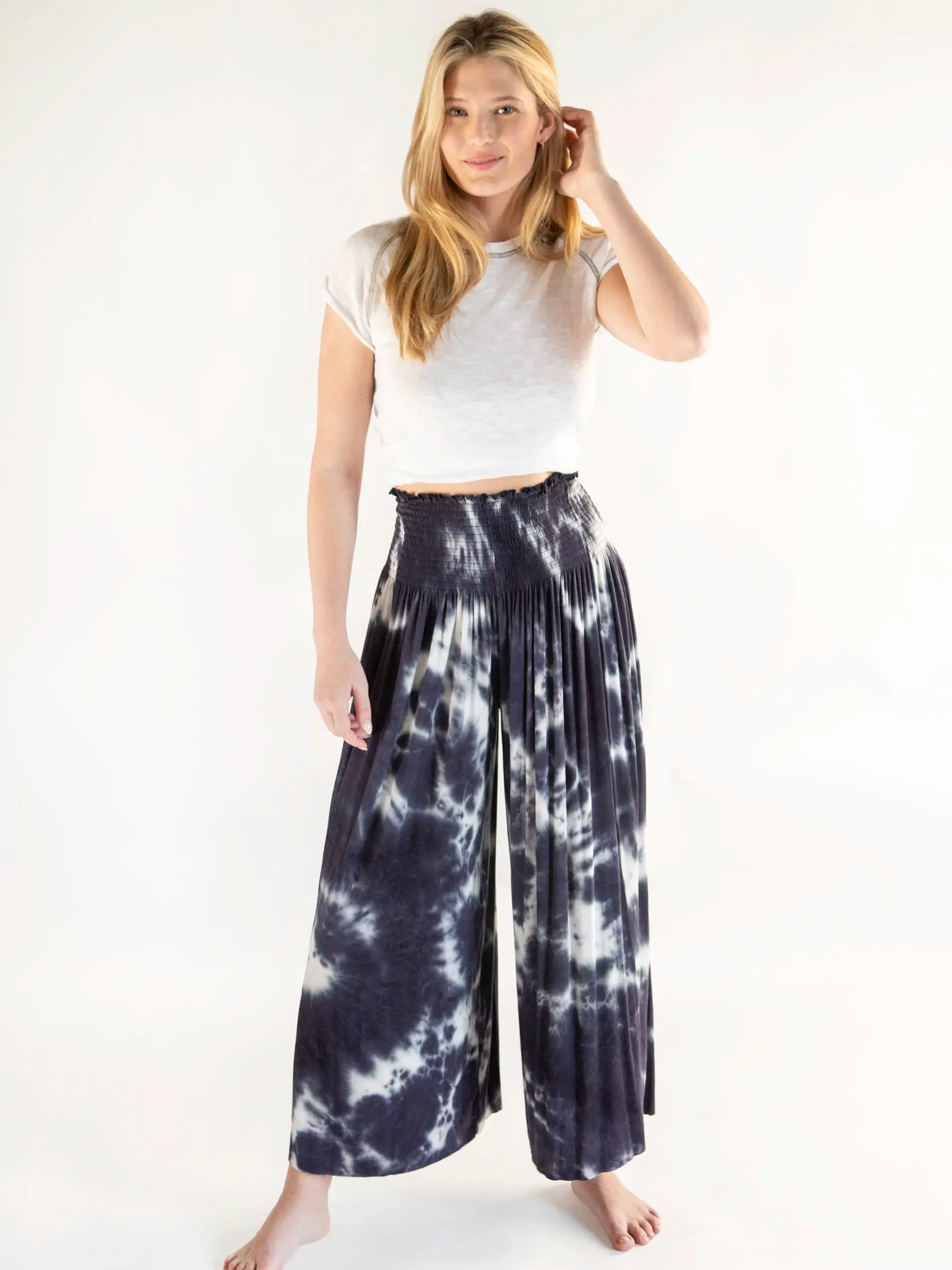 Make A Move Knit Palazzo Pant - Midnight Tie-Dye