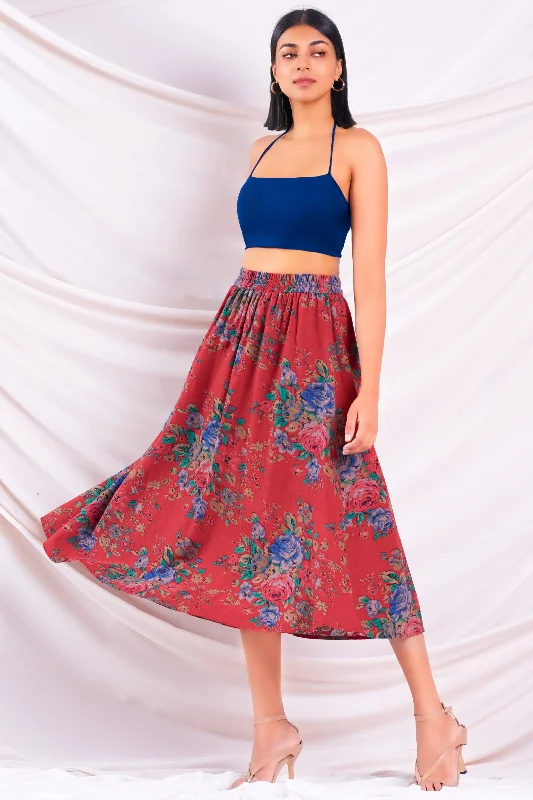 Printed Midi Skirt