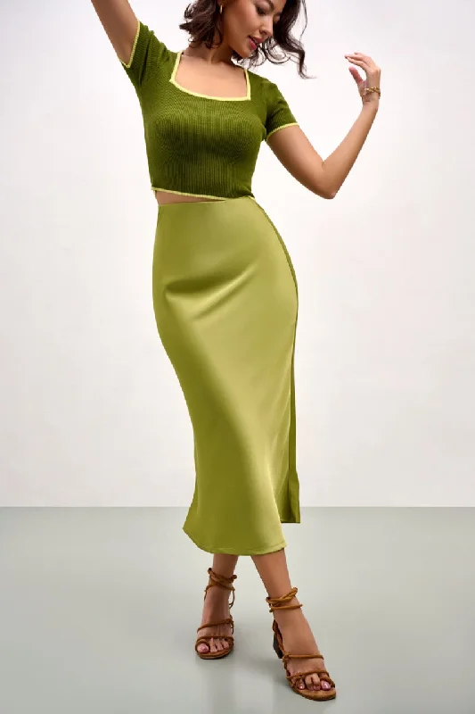 The Olivia Slip Skirt - Spring Green