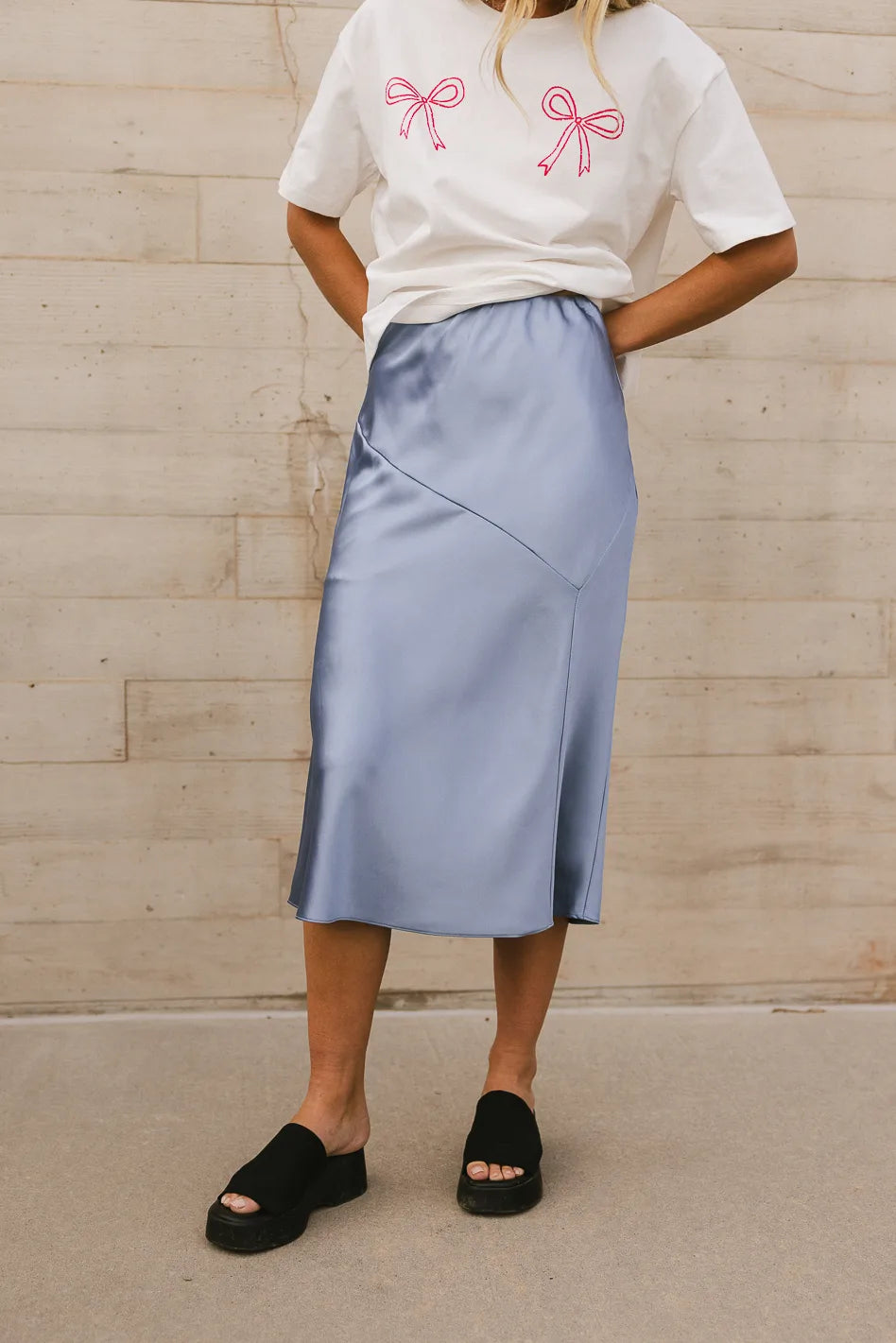 Zada Midi Skirt in Slate Blue