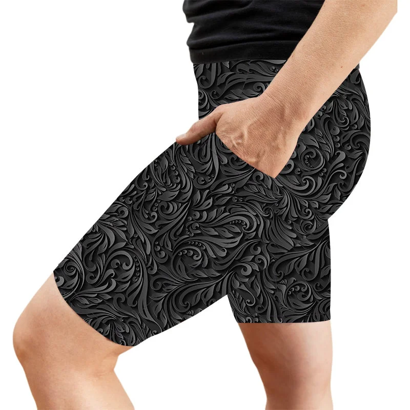 Black Vine Floral Deluxe Pocket Shorts