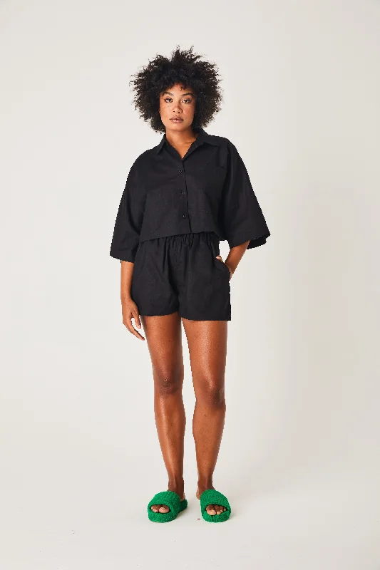 Linen Shorts- Black