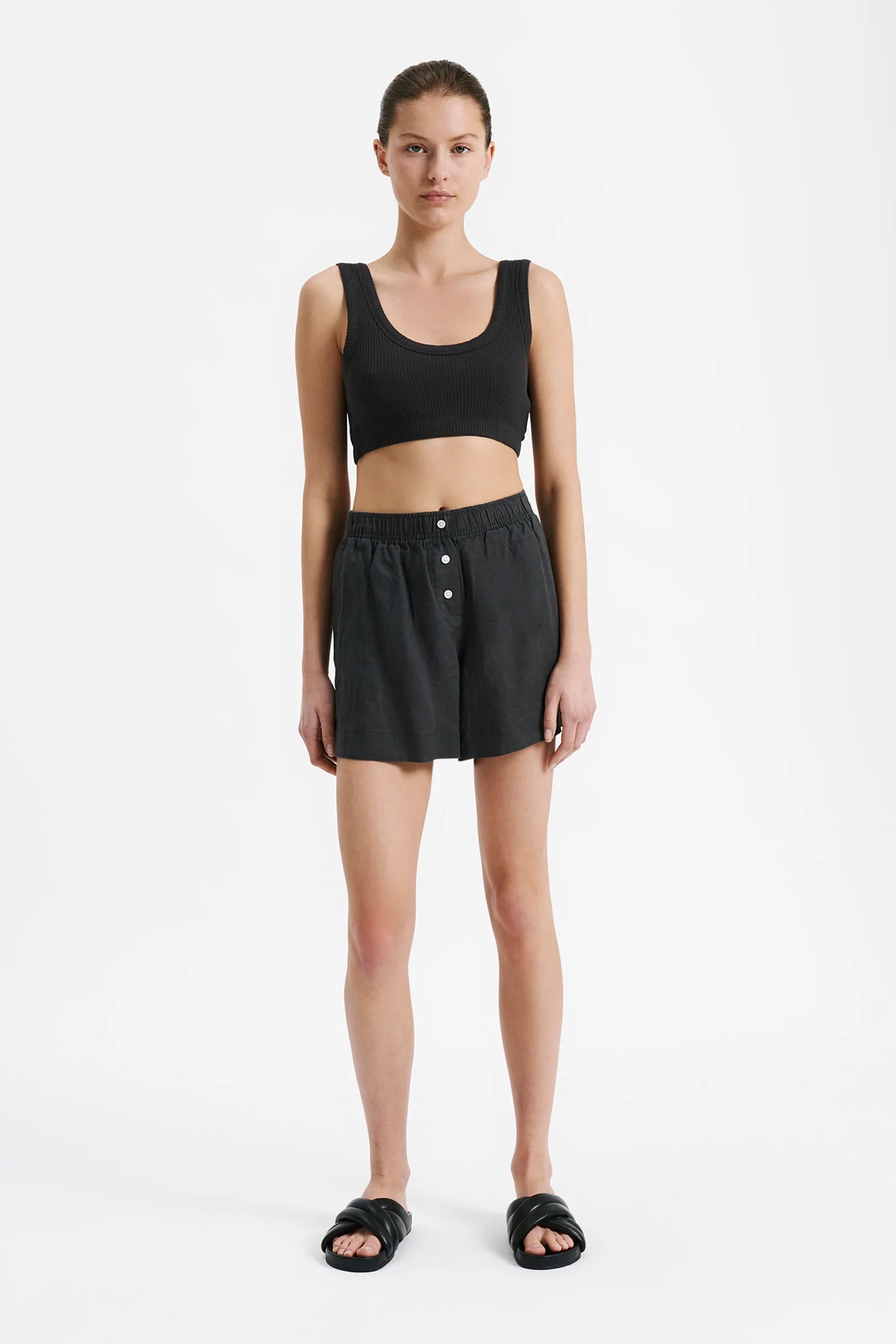 Lounge Linen Short- Coal