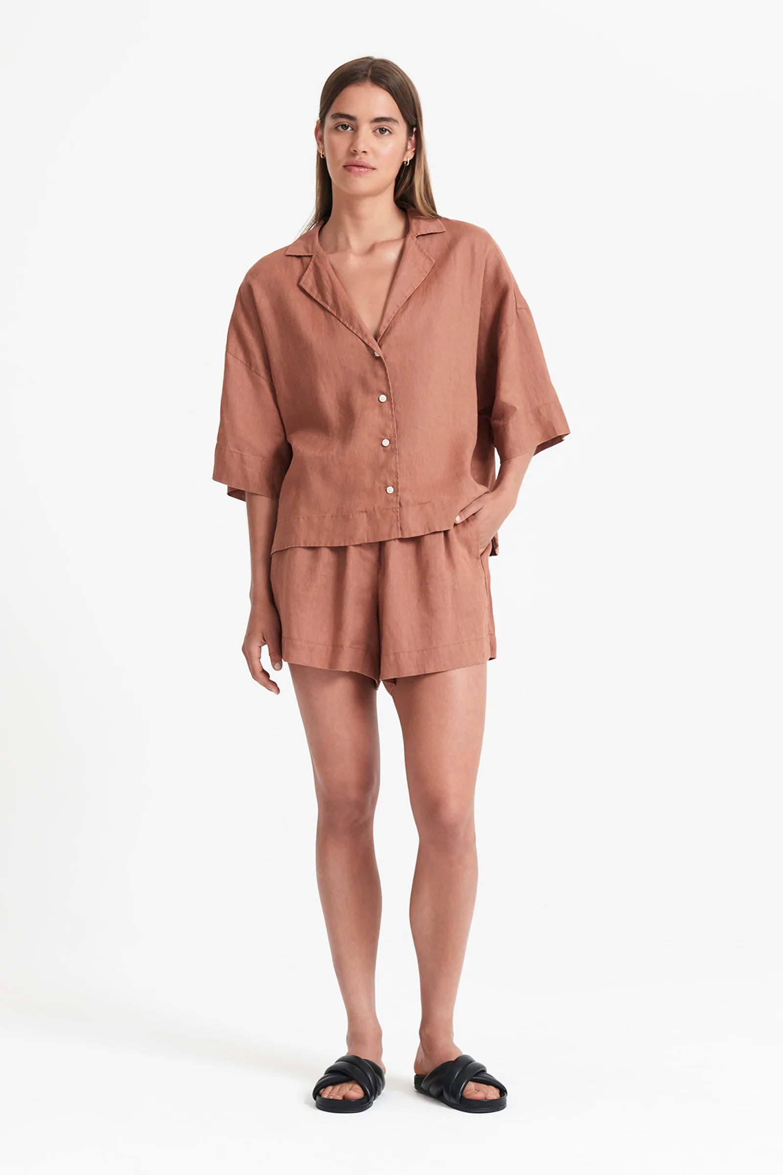 Lounge Linen Short- Terracotta