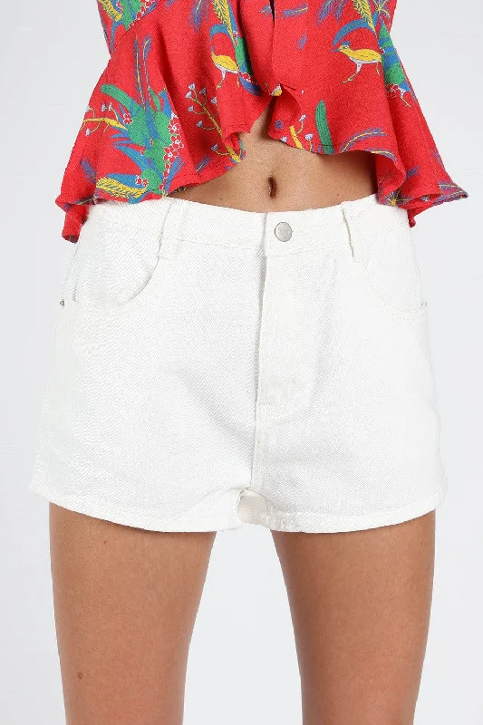 Be the Star High Waist Denim Shorts, White