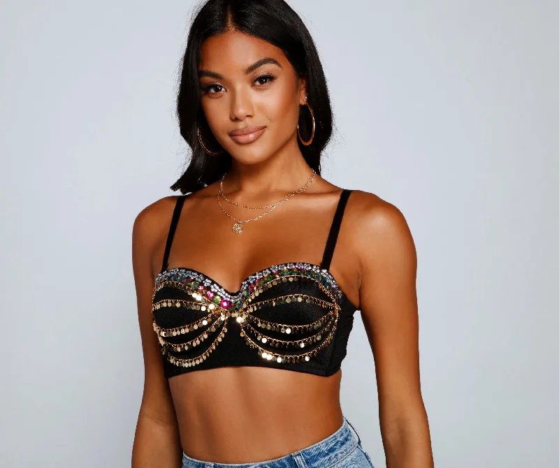 Bohemian Charm Coin Embellished Bustier