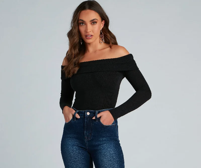 Cozy Knit Off-The-Shoulder Top