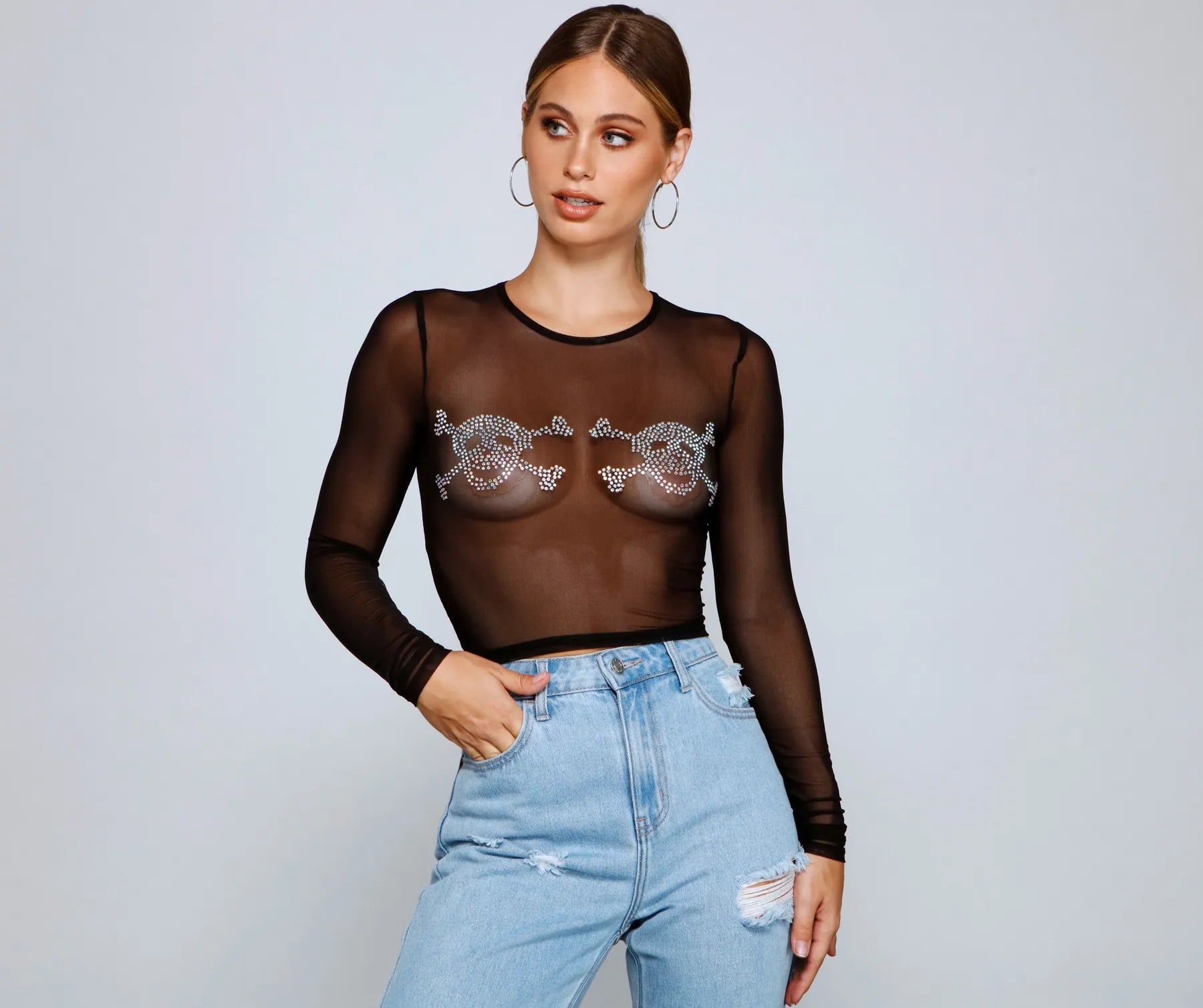 Night Of The Spirited Skulls Mesh Top