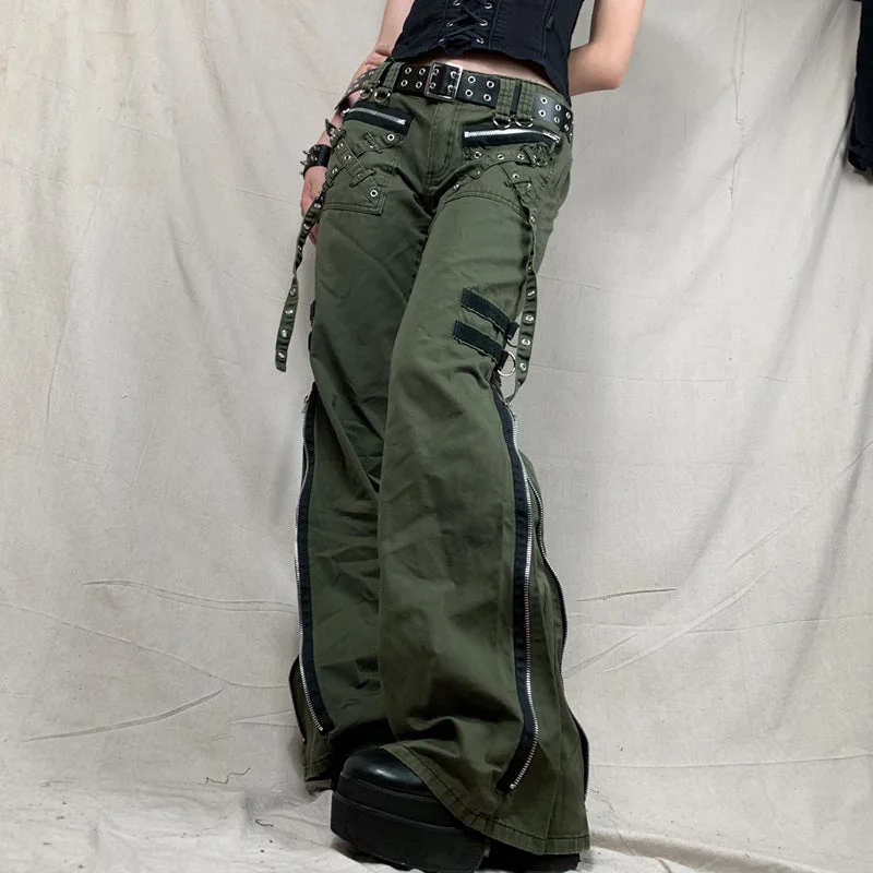 Amy Fashion - Bandage Low Waist Cargo Pants