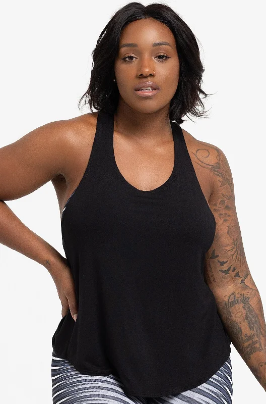 Black Petal Back Tank Top