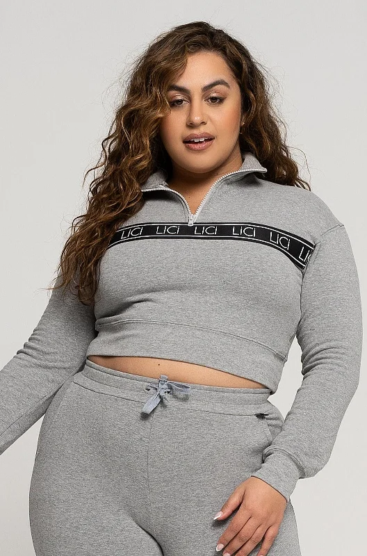 Grey Fleece Quarter-Zip Sweatshirt