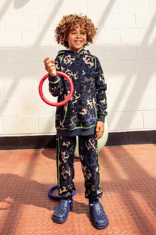 Kids Navy Camo Leopard Joggers