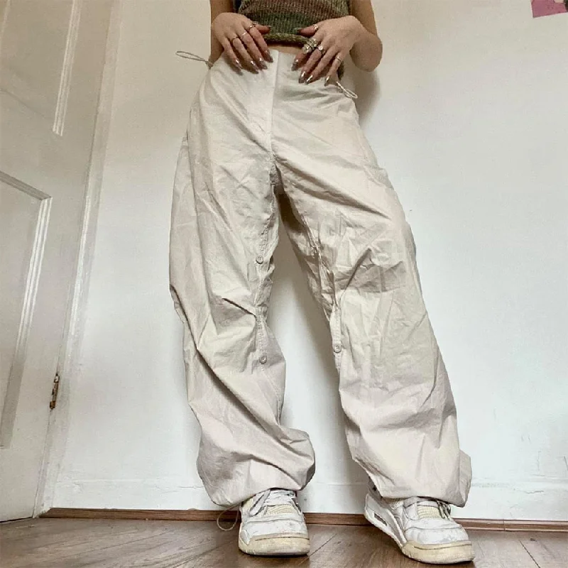 Amy Fashion - Low Waist Loose Sweatpants Vintage Parachute Pants