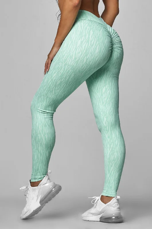 Mint Zebra V-Cut Scrunch Legging