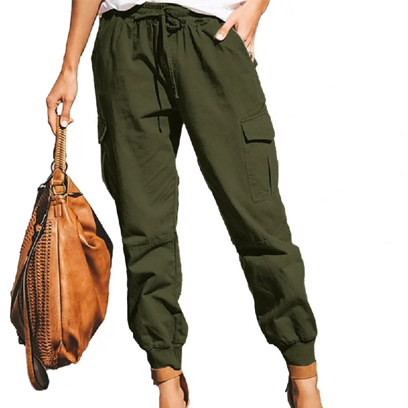 Amy Fashion - Pockets Ankle Tied Trousers Office Women Pants