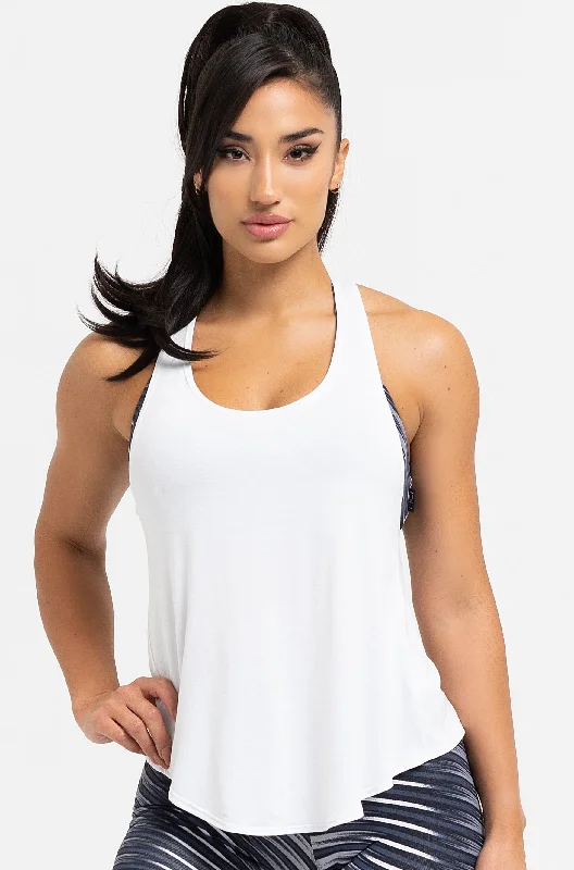 White Petal Back Tank Top